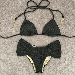 Luli Fama Havana Nights Triangle Top And Scrunch Brazilian Bottom Size XS